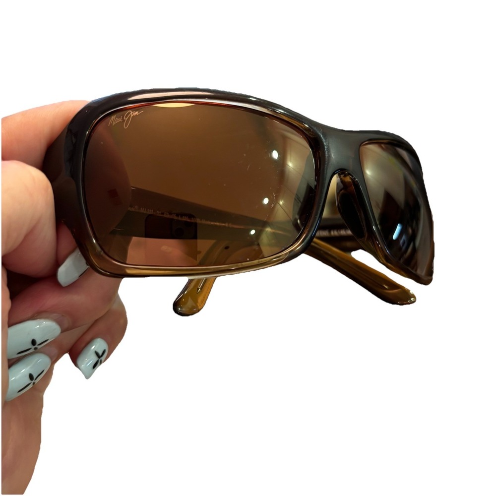Maui Jim Wrap Polarized Sunglasses Palms MJ 111-01 Chocolate Bronze Unisex - Picture 3 of 7